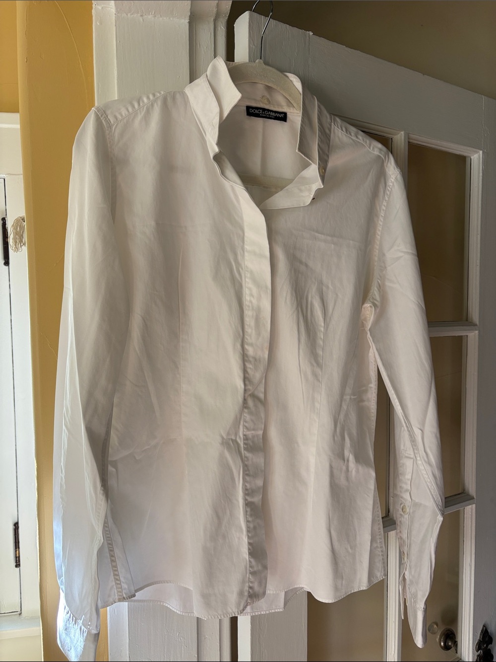 Dolce & Gabbana White Cotton Button-Front Shirt